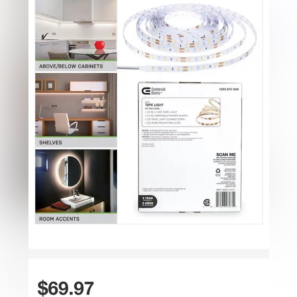 🆕 Commercial Electric 16 ft. LED AC Dimmable White Tape Light Kit - Picture 7 of 16